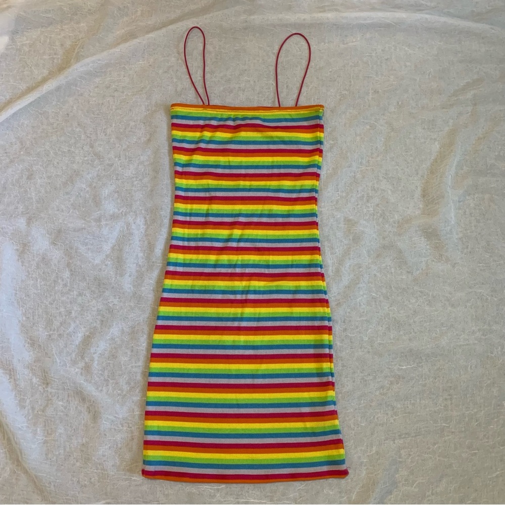 NWT Rainbow Striped Tank Dress Zumiez Small